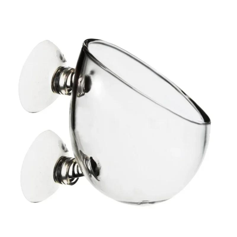 

Clear Aquatic Plant Cup With Suction Holder Glass Plant Cup Pot Vase Red Worm Feeder for Fish Tank Aquarium Aquascape Decoration