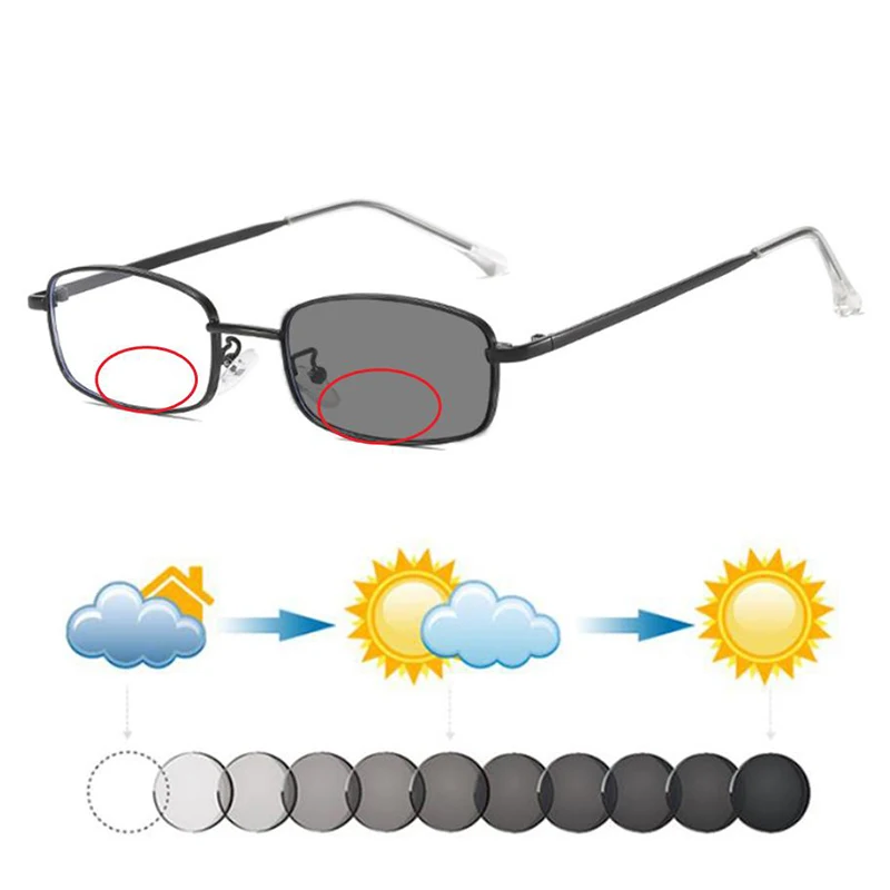 

Модные классические ретро прямоугольные металлические мужские фотохромные бифокальные солнцезащитные очки для чтения женские солнцезащитные очки для дальнозоркости темные очки Sunnies