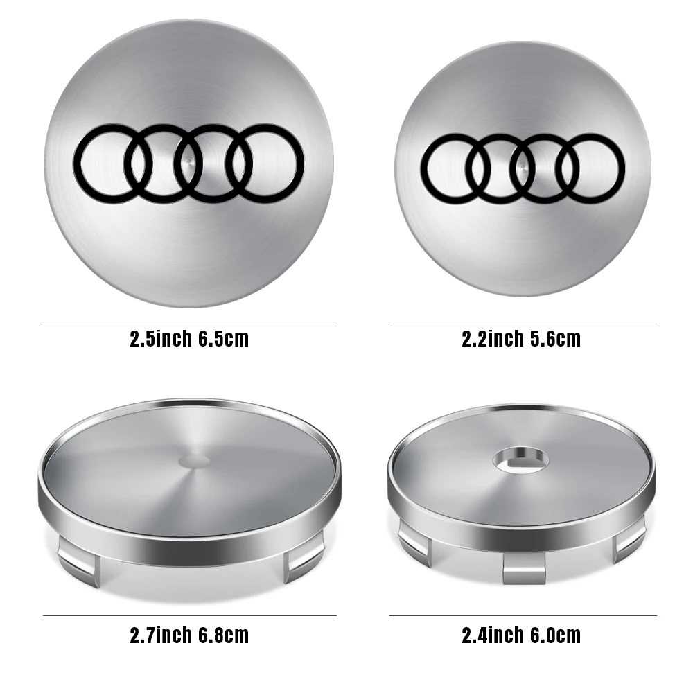 4pcs 56mm 60mm 65mm 68mm Car Emblem Wheel Center Hub Caps Wheel Badge Sticker For Audi S RS A3 A4 B8 8P 8V B6 A5 A6 C7 Q5 B9 B7