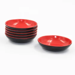 Red And Black Round Sauce Dishes Food Dipping Bowls Melamine Seasoning Dish Appetizer Plates Round Seasoning Dish