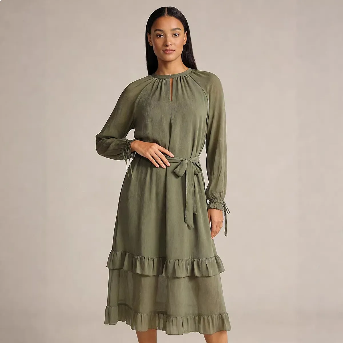 Chiffon Long Sleeve Dress Spring Summer Solid Color Casual Flowy Dresses Jumpsuit Playsuit Matching Set