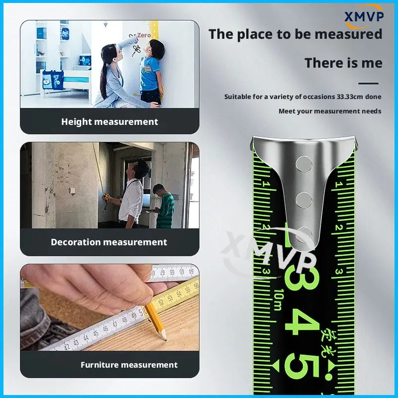 Self-locking hardened fluorescent steel tape measure, 5-meter household meter ruler, 10-meter box ruler, ring ruler, high-precis
