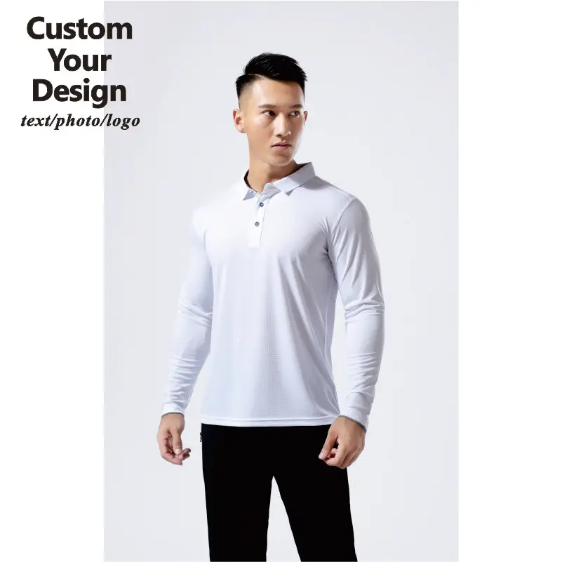Custom Long Sleeve Sports Polo Shirt Quick-Drying Breathable Summer Top with Custom Logo Print