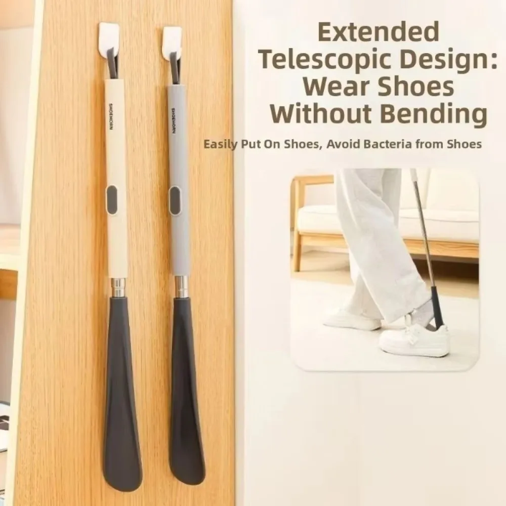 Ergonomic Extendable Shoe Horn No Bending Adjustable Length Retractable Shoe Puller With Hanging Hole Easy Grip