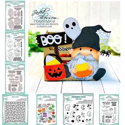 2022 scrapbooking dekoracyjna tłoczenie metalu wykrojniki traktuje duch zestaw szablonów Gnomie chcesz cukierki Halloween dodaj Ons twarze znaczki