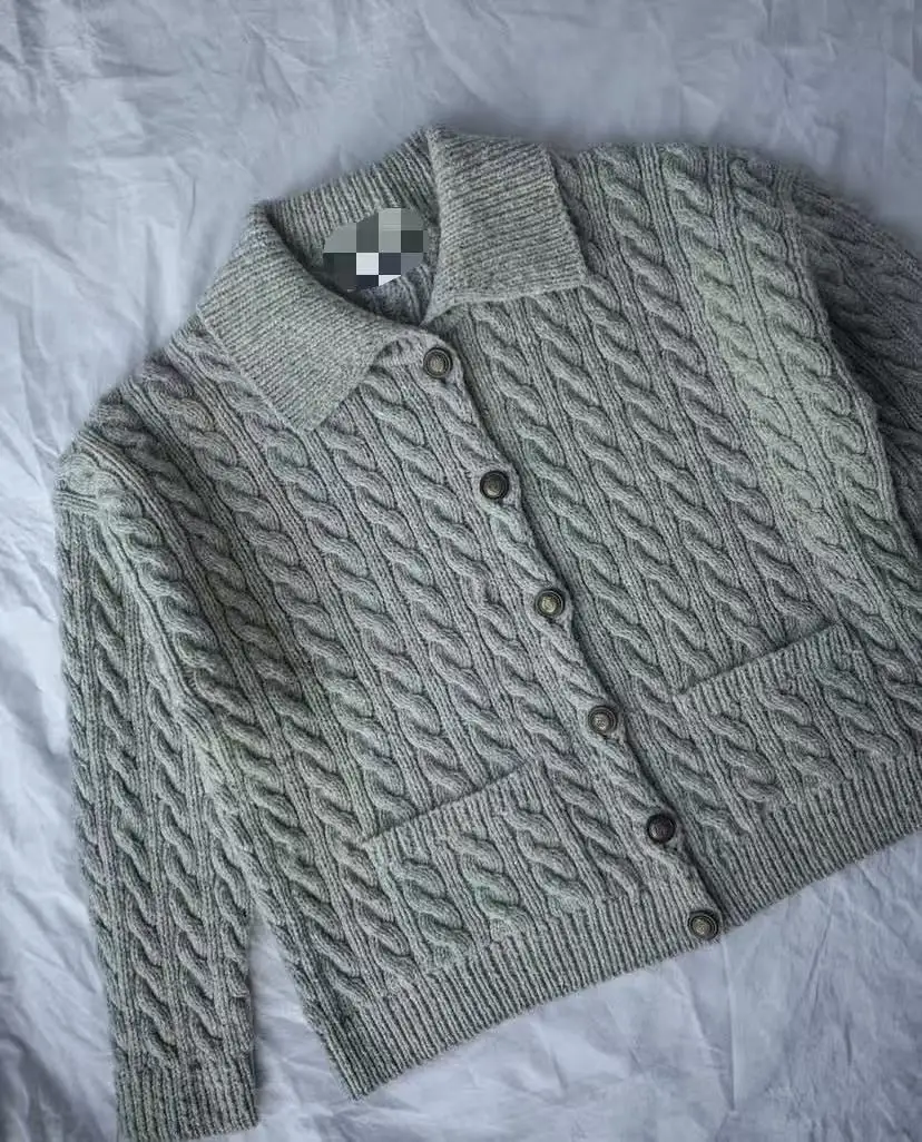 Twisted flower knitted cardigan for women in autumn and winter, lazy style, loose and versatile, slimming Korean version