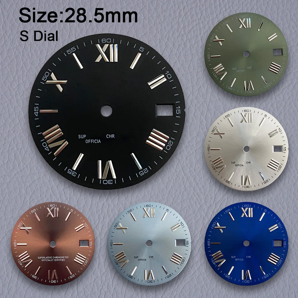 Alta calidad, 28,5mm, logotipo S, esfera romana compatible con movimiento NH35/NH36/4R/7S, esfera de rayos solares, accesorios de modificación de reloj