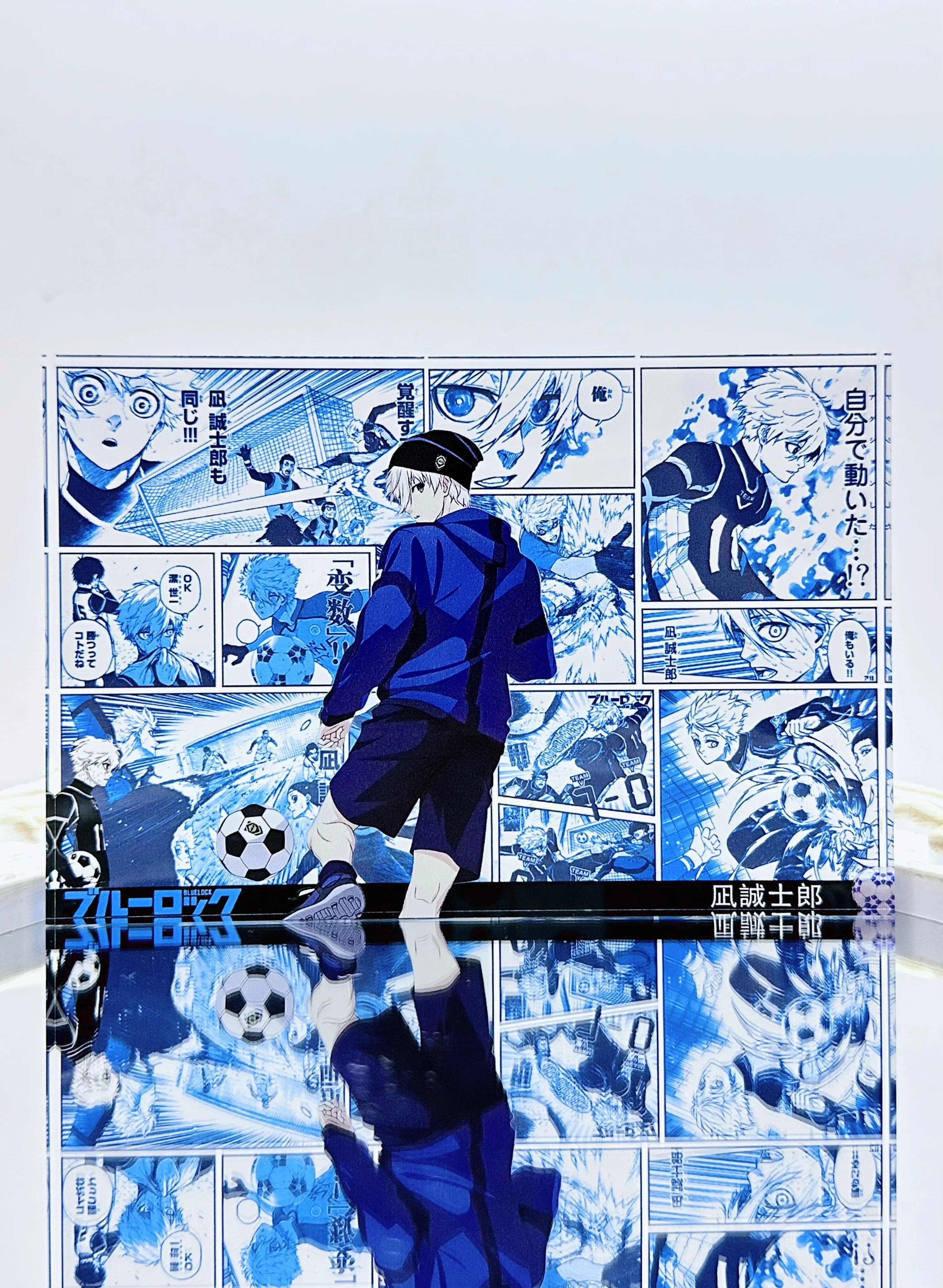 أنيمي قفل أزرق كوسبلاي طوب أكريليك ، نفاذية عالية رائعة ، ديكور سطح المكتب ، زخرفة قابلة للتحصيل ، هدية عيد الميلاد