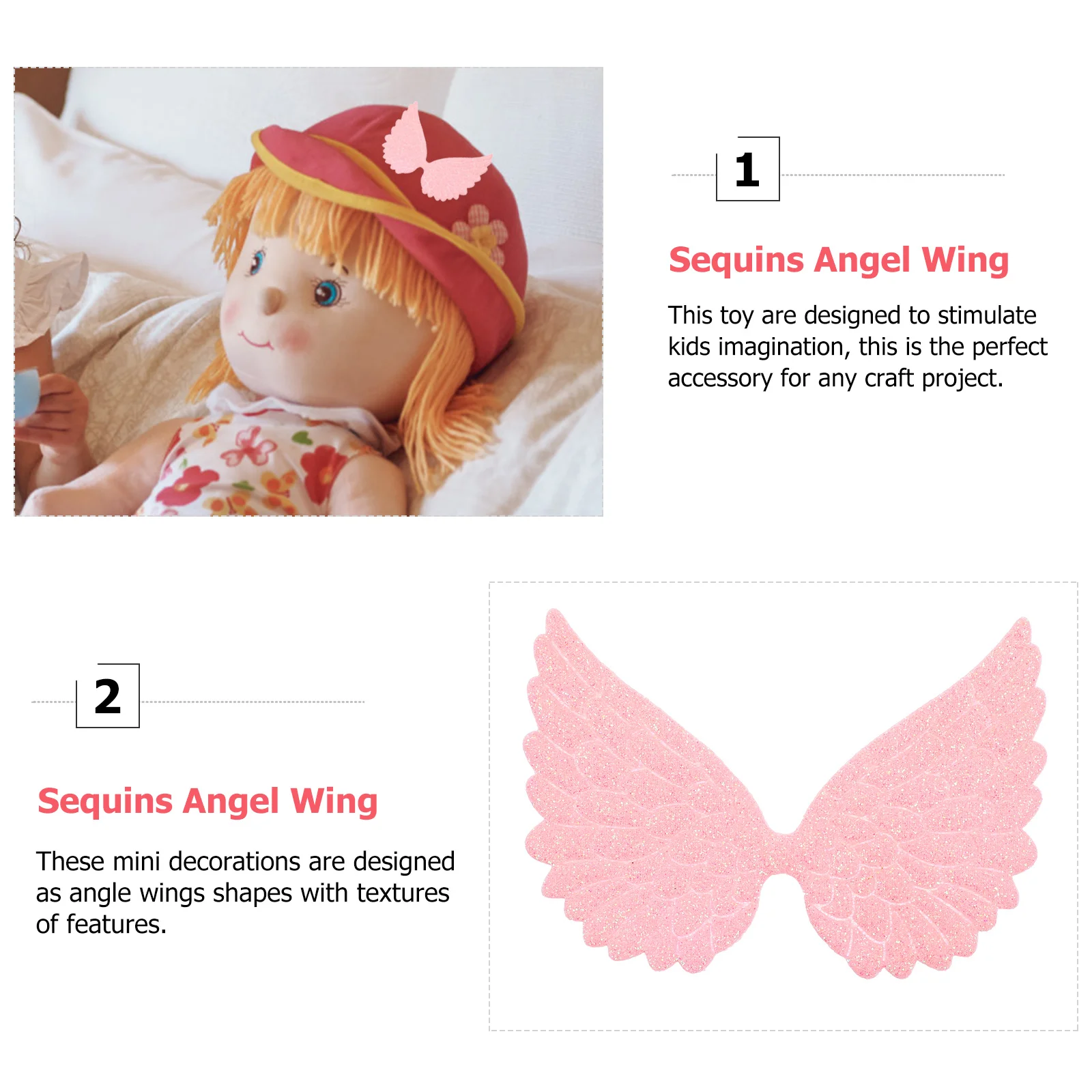 30 Pcs DIY Angel Wings Mini Party Crafts Cake Christmas Ornament Tree Fabric Sewing Patches Child for Decoration