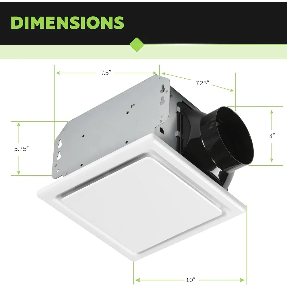 هادئة الحمام مروحة العادم سقف جبل 50 CFM 1 Sone التهوية التحكم في الرطوبة سهلة التركيب مقاومة للتآكل