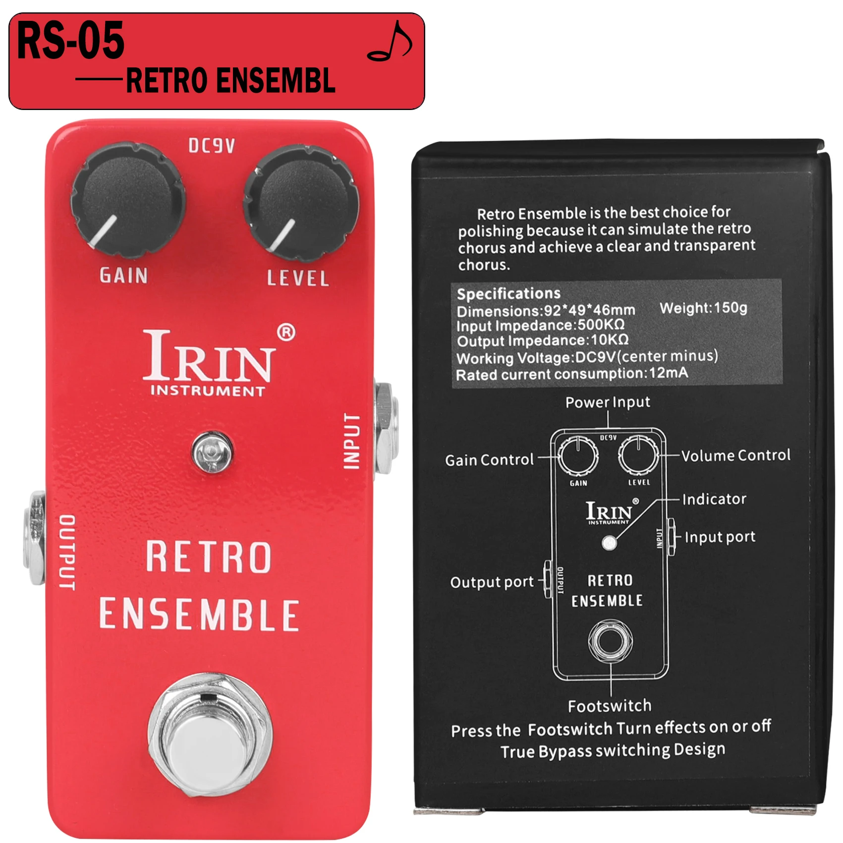 IRIN Electric Guitar Effects Pedal True Bypass Fuzz/Overdrive/Distortion/Flanger/Ensemble/Tremolo Effect Pedal Guitar Accessory