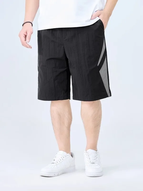 

Мужские летние водонепроницаемые спортивные шорты больших размеров, свободные повседневные брюки с быстрым высыханием, дизайн с цветовыми блоками, из полиэфирного волокна