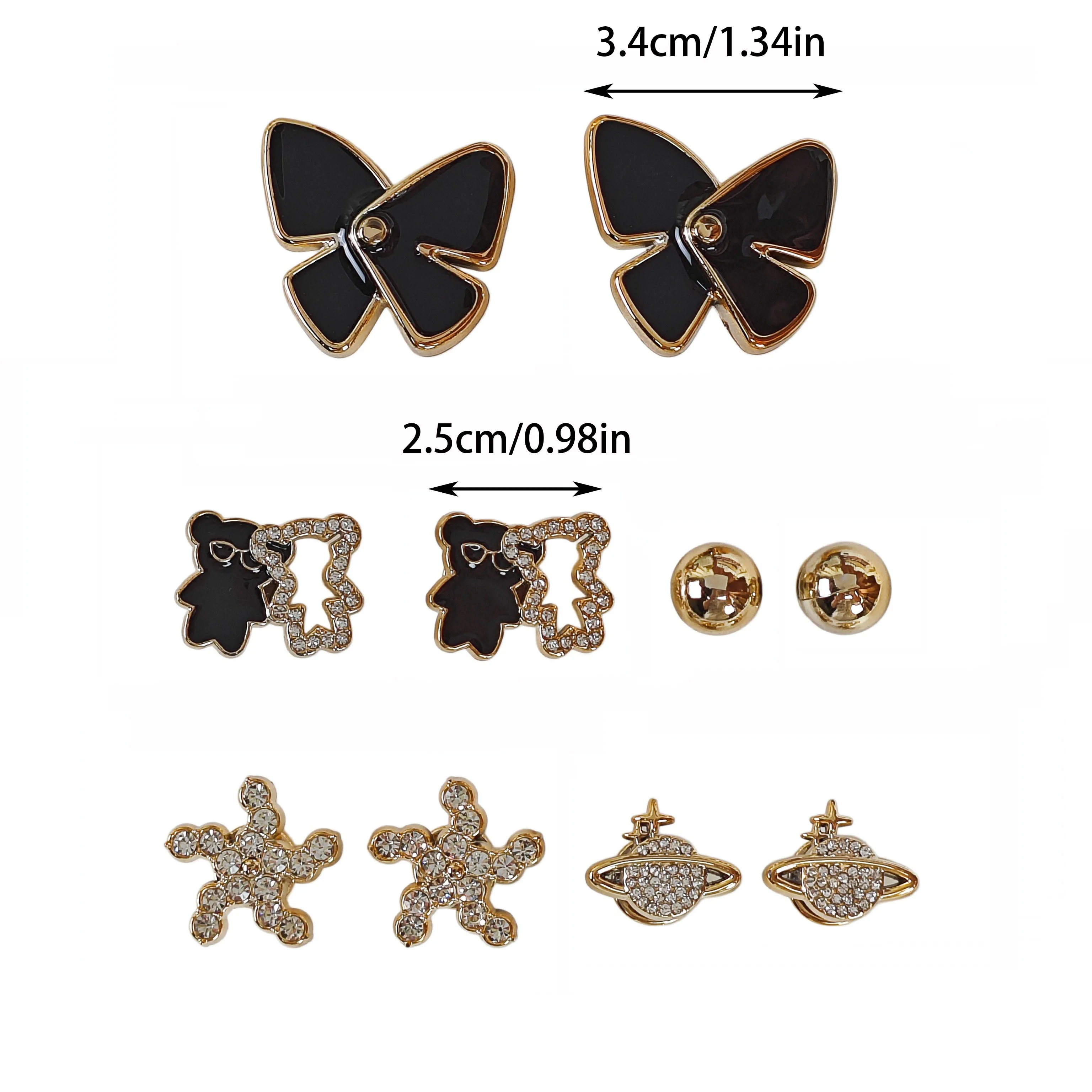 10Pcs DIY Shoe Decoration Charms Shiny Butterfly, Bear, Flower, Planet Decorative Charms Non-Metal Lightweight Material Y2K Fashion Versatile Cute Personality Accessories for Men and Women Suitable for Eva Beach Shoes, Sandals, Removable Shoe Decoration, Holiday Gift