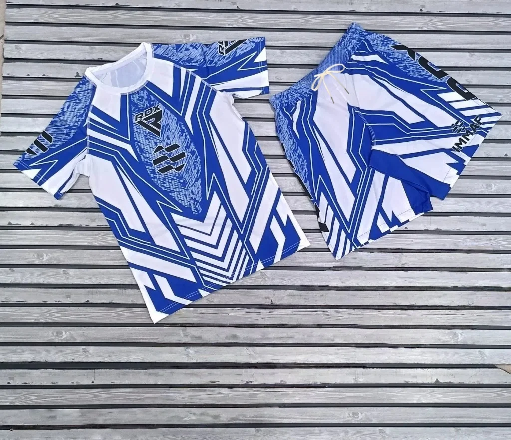 2026 Summer New MMA Fighting Night Tee Shorts Kid Adult Boxing Training Sports Set Oversized Breathable Speed Drying Men Jersey