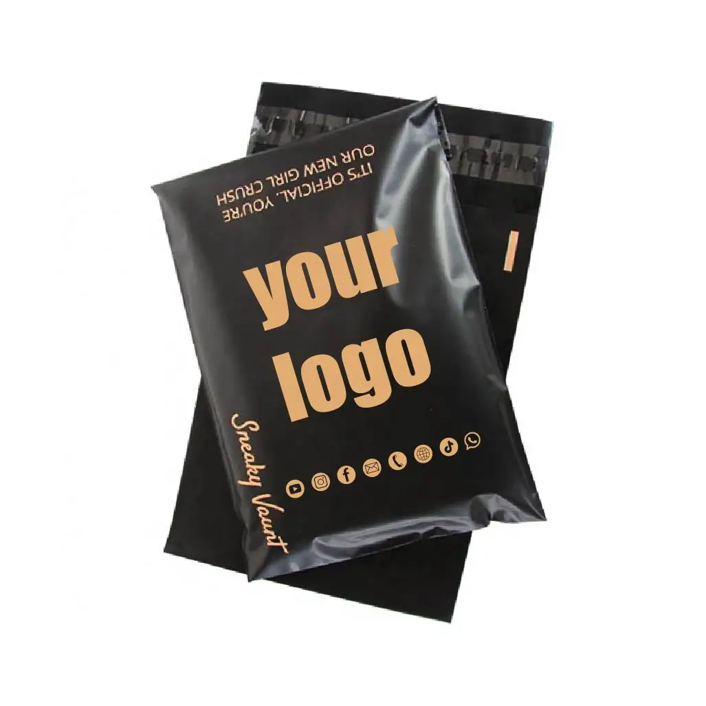 50pcs Customized Black Courier Bags Clothes Shoe Boxes Gifts Product Shipping Bags Mailing Packaging Bags Print Your Own Logo