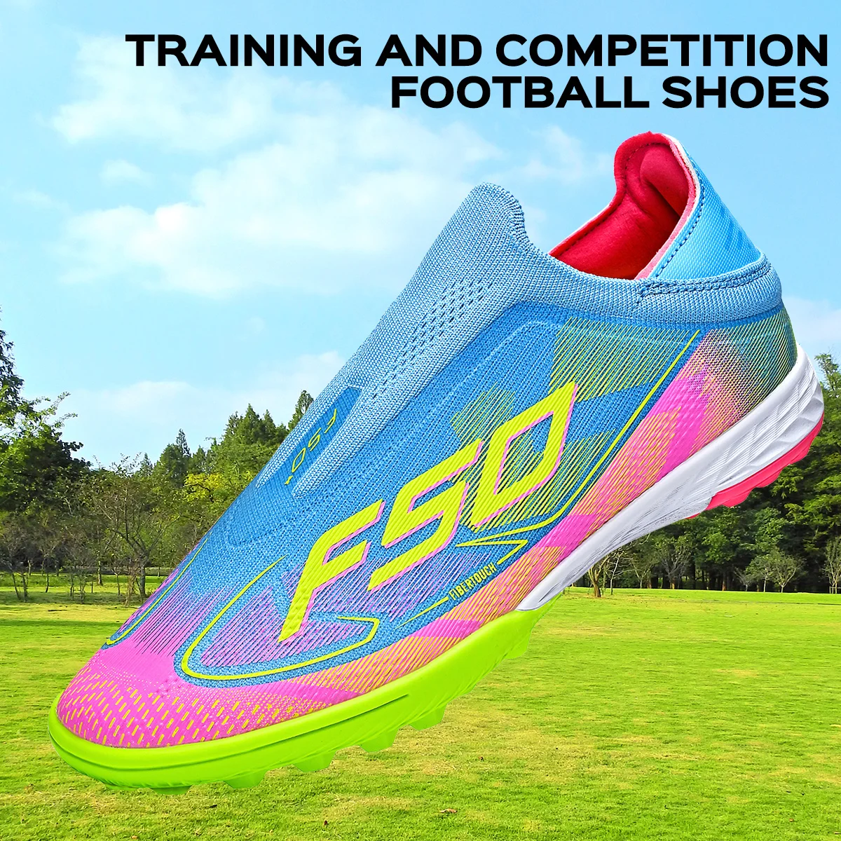 

TF Turf Soccer Shoes PU Fabric Breathable Upper Rubber Sole Wear Resistant Anti Slip Men Women Kids Youth Training Sneakers