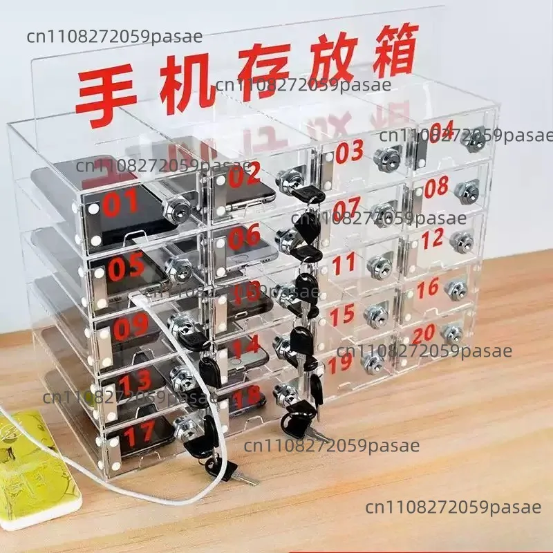 Lockable Acrylic Phone Storage Cabinet with Charging Station—Transparent Phone Storage Cabinet