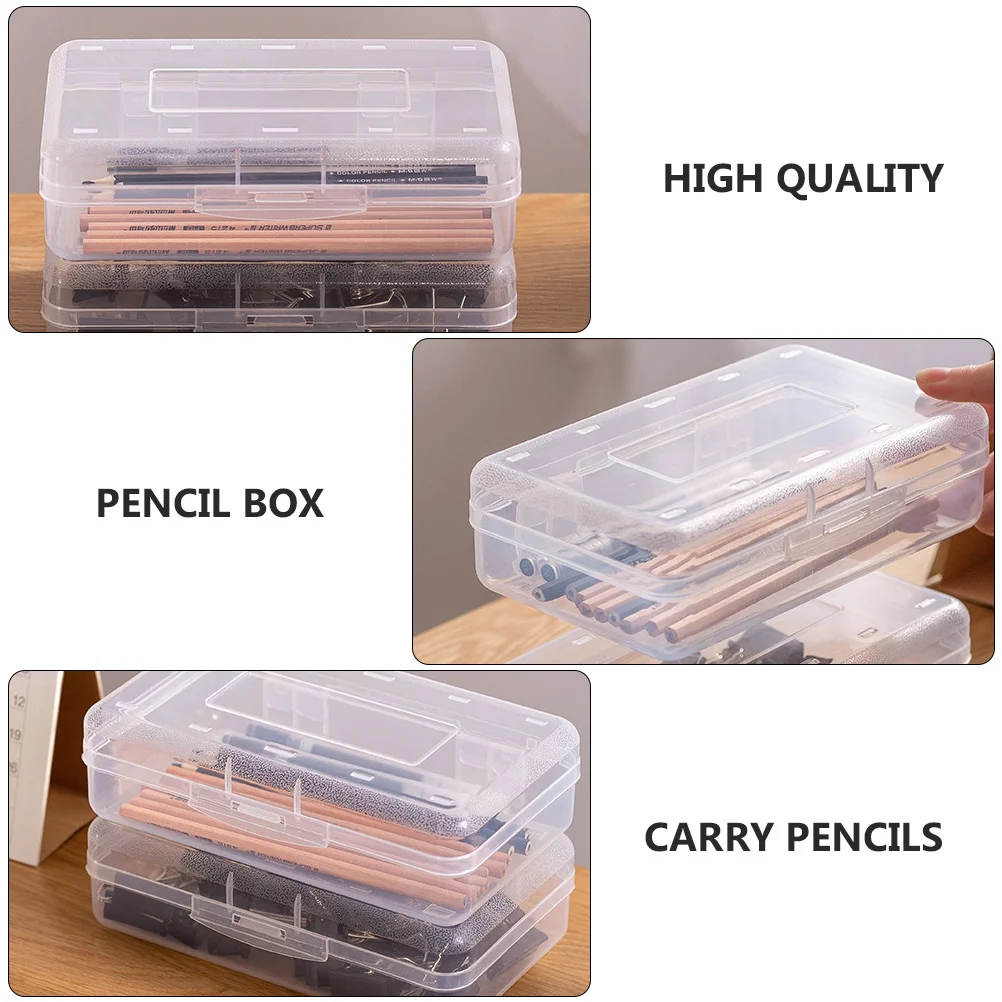 1pc Large Capacity Transparent Plastic Pencil Case Multi-Functional Stationery Box For Students Durable Sturdy Pen Storage