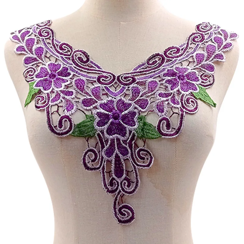 

20Pcs Hollow Floral Embroidered Water Soluble Corsage Sticker Detachable Neckline Women Fake Collar 2025