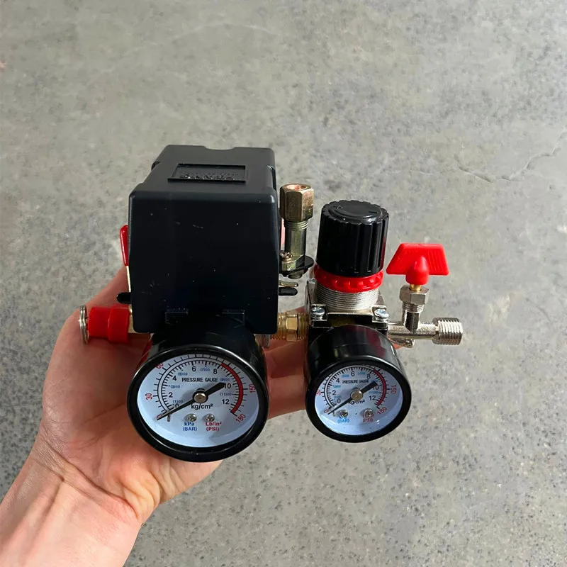 Air Compressor Pressure Switch   With Valve Control Regulators Gauge 90-120PSI 4 Port Safety Valve Air compressor parts