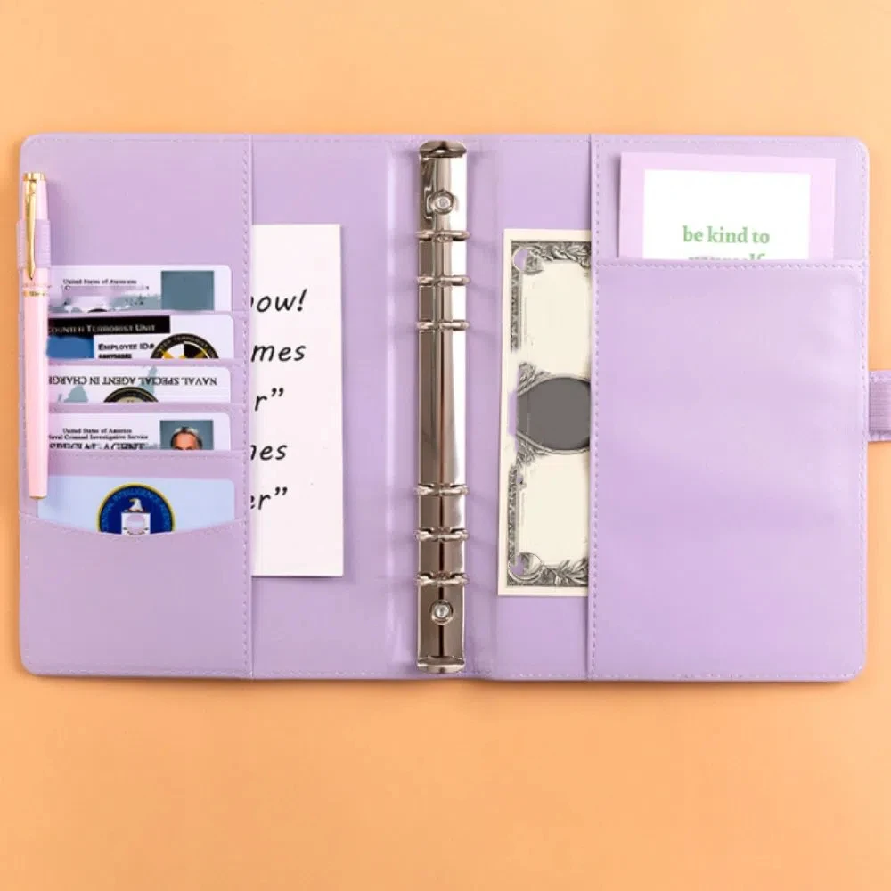 Send Stickers 100Envelope Challenge Binder PU Leather Stainless Steel Ring Savings Challenges Book 100Days Reusable