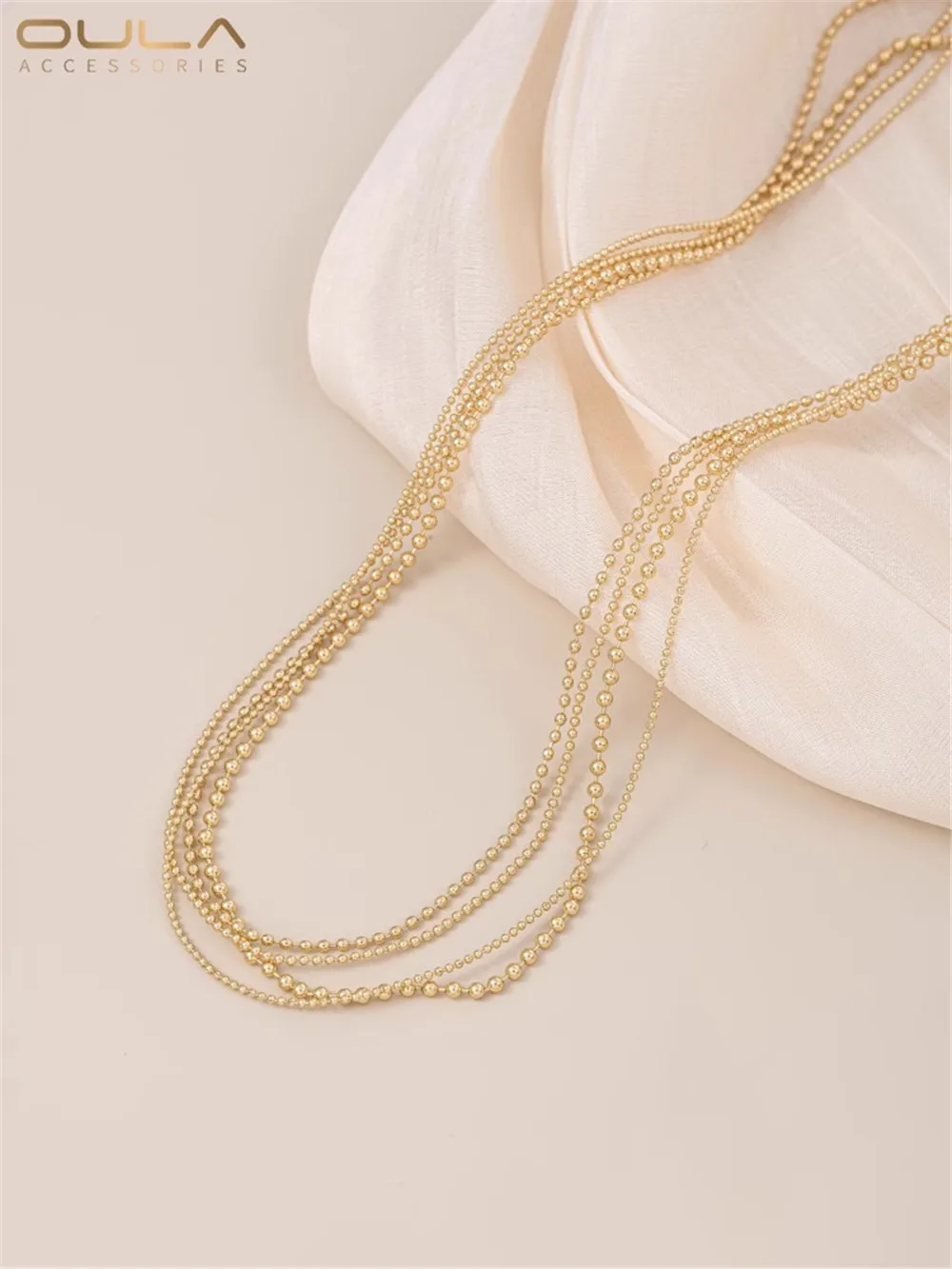 

14K Gold-covered Gold Bead Chain Peas Chain Round Bead Chain Bulk Semi-finished Chain Diy Charms Necklace Jewelry Material L001