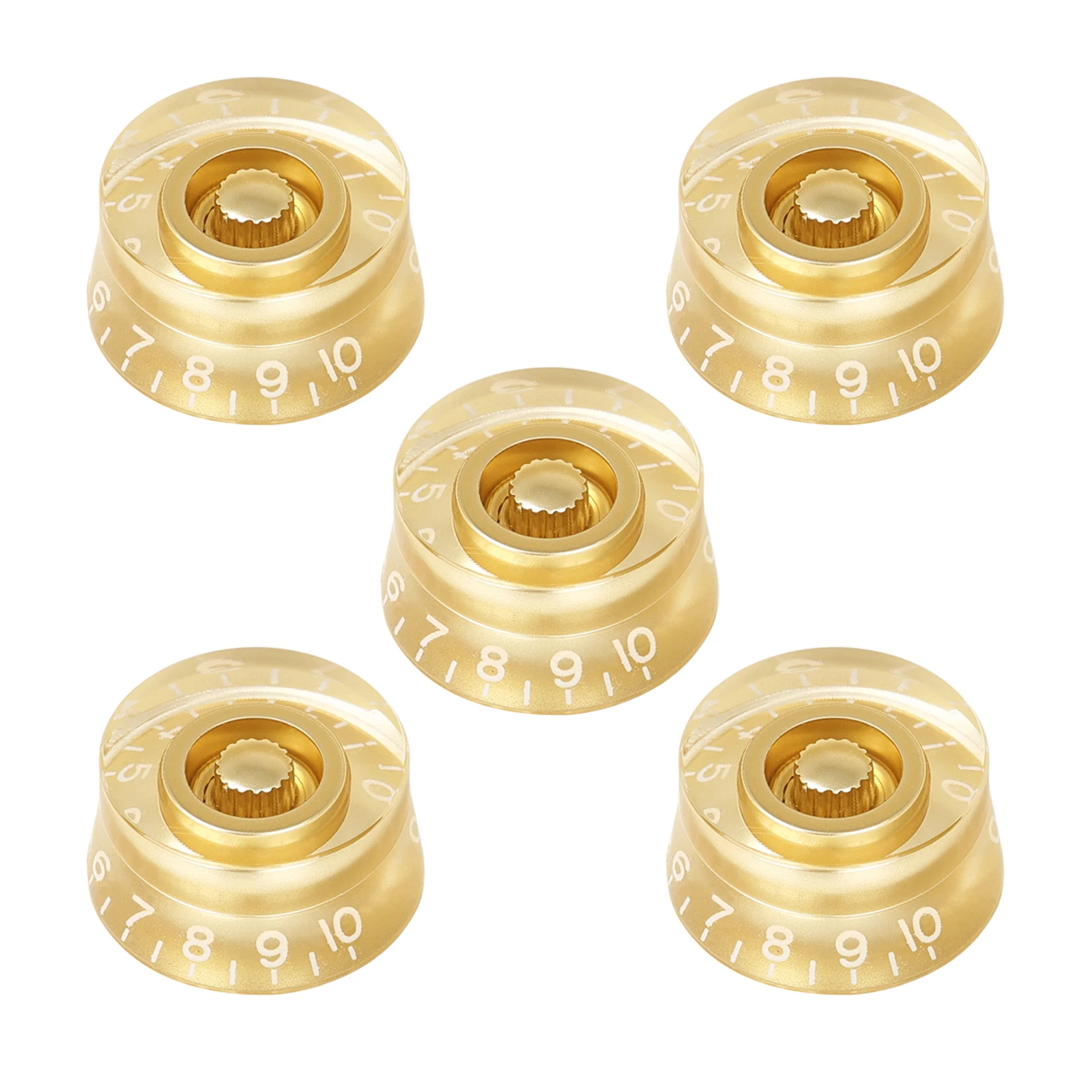 1/3/5/10 Pcs Transparent Gold Guitar Control Knob ABS Numbered Volume Tone Knob Cap for Electric Guitar Replacement Accessories