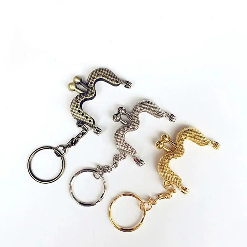 1Pcs 4cm Mini Metal Kiss Clasp Coin Purse Frame With Keychain DIY Wallet Craft Accessories Small Change Bag Lock Frame