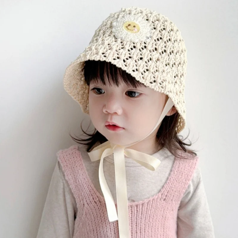 1-7Y Newborn Baby Girls Boys Kids Lace Trap Hats Princess Summer Bucket Straw Sun Hat Cap