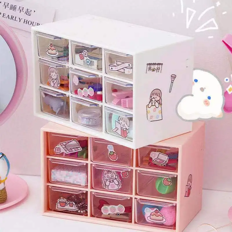 

INS Grid Dustproof Drawer-style Storage Box Perfect for Stationery Jewelry Planners Mini Cute and Girly Ideal Desktop Organizer