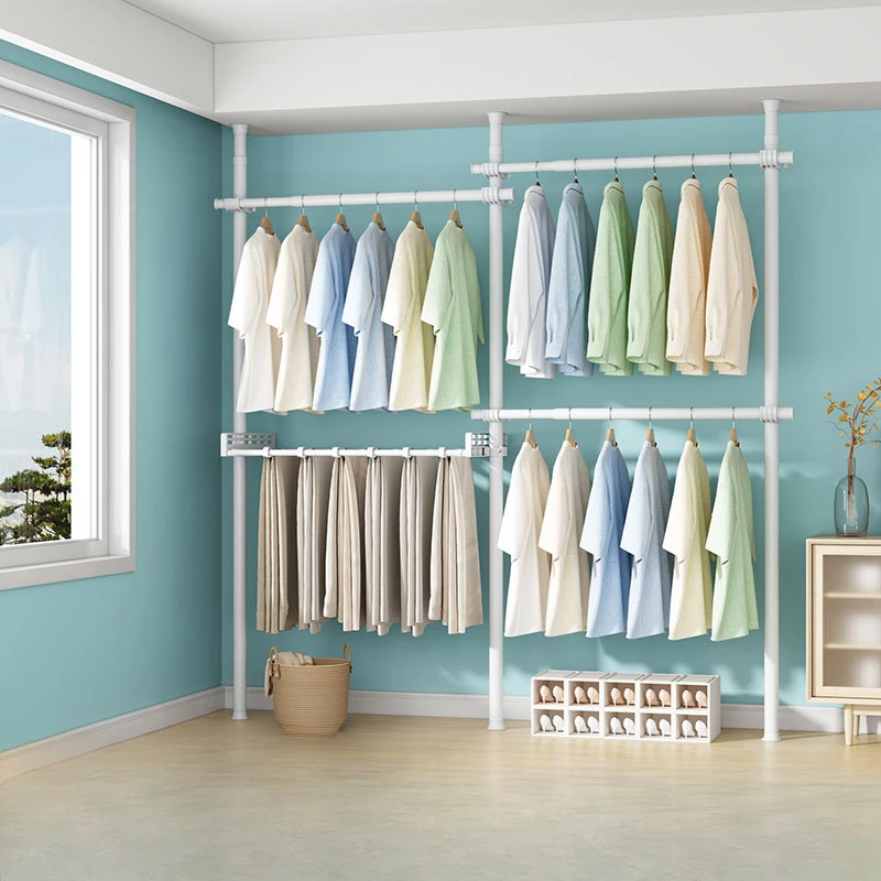 Ceiling Drying Clothes Rack, Floor Folding, Bedroom, Open, Simple, Telescopic Cloakroom, Group Device, Hanging Coat Racks