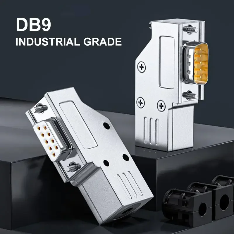 Metal Shell DB9 Terminal 90 Degrees RS232 Serial Port Connector Mini 9pin L-type Plug Industrial Grade Male Female Solid Needle