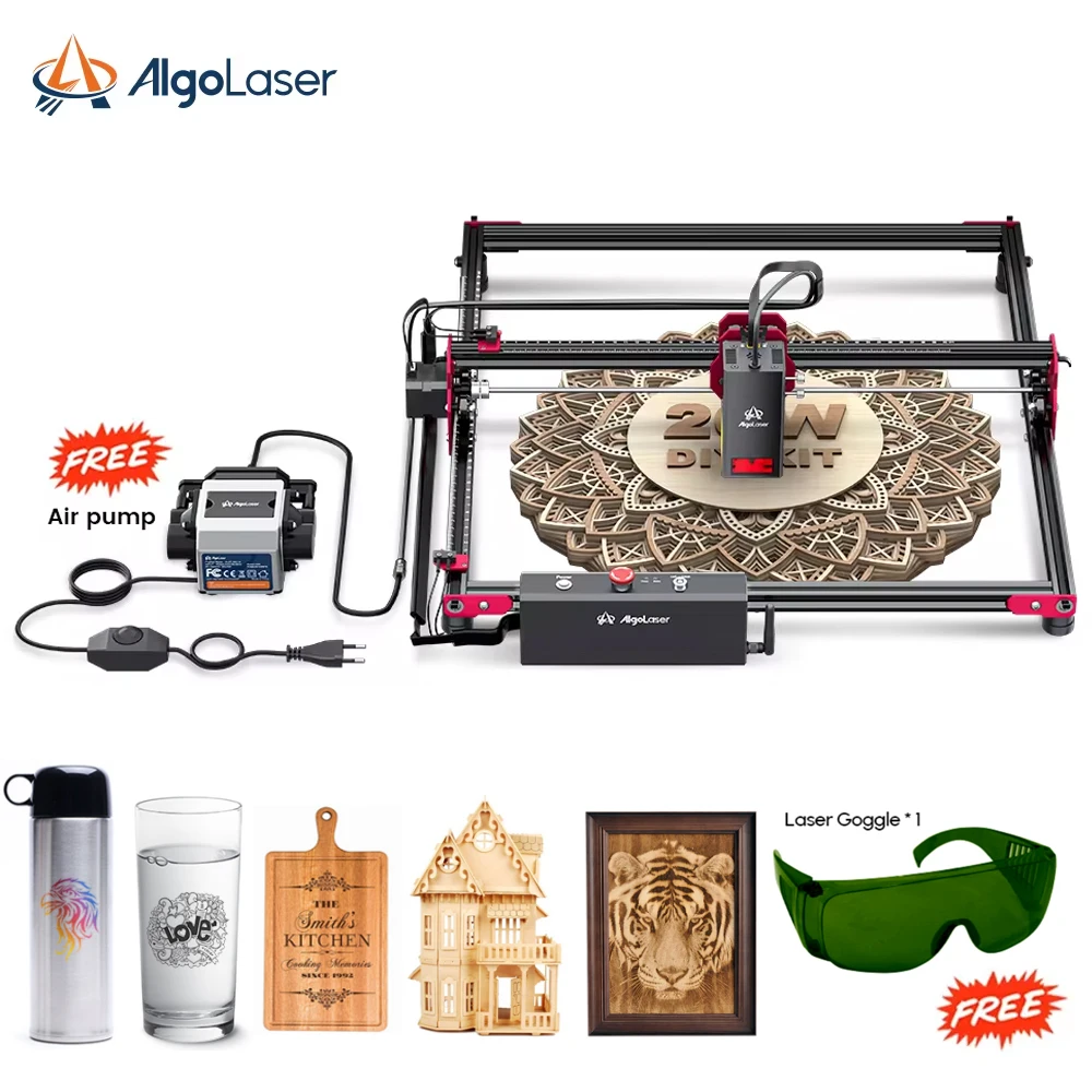 

Algolaser DIY KIT Powerful Woodworkers Laser Engraver Cutter With Air Assist Wifi Offline Desktop CNC Engraving Cutting Machine