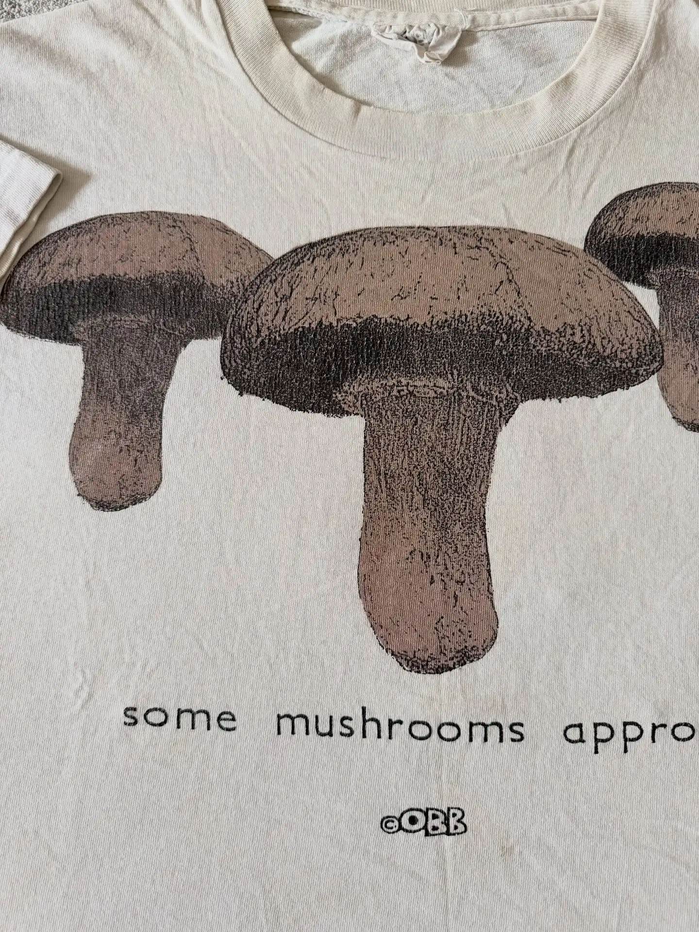Natural Plant Mushroom Print Short Sleeve T-Shirt Hand Drawn Artistic Style Cotton Skin Friendly Breathable Unisex round Neck