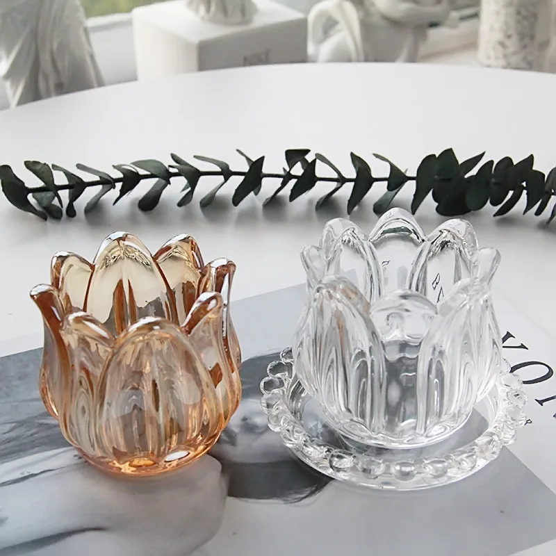 

Tulip Transparent Candle Jar Home Decor Vintage Glass Cup Candle Cup Candle Jar Wedding Decoration Candlestick 6pcs m