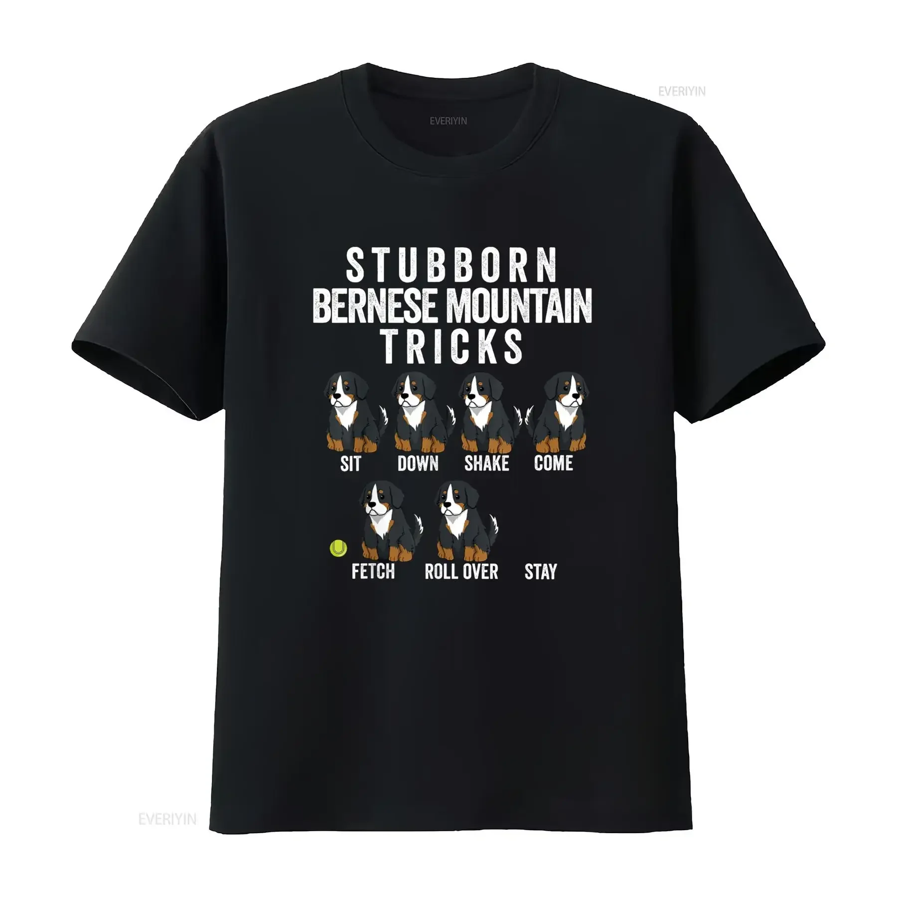 Tournes des tours de chiens de montagne du Bernese obstinés t-shirt Berner vintage lavé vêtements de créateur unisexe confortable polyvalent homme décontracté