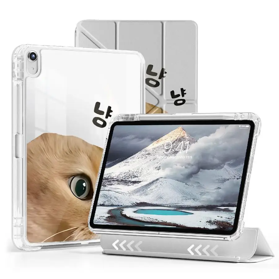

Holder Cover Tablet Case For iPad Mini 6 7 11th 10th 9th 8th 7th 12.9inch Air 4 5 M3 M2 M4 11inch Pro 2025 Y-Fold Simple Cat