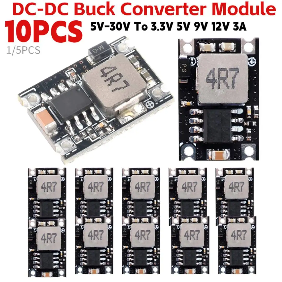 Мини-модуль понижающего преобразователя постоянного тока в постоянный, модуль регулируемого регулятора напряжения от 5 В до 30 В до 3,3 В, 5 В, 9 В, 12 В, 3 А, понижающий модуль зарядной платы