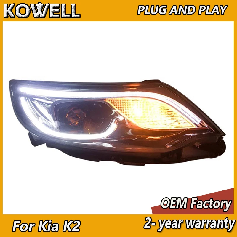 Auto Styling Voor Kia K2 Koplamp 2011-2014 K2 Koplamp Drl Richtingaanwijzer Grootlicht Projector Lens