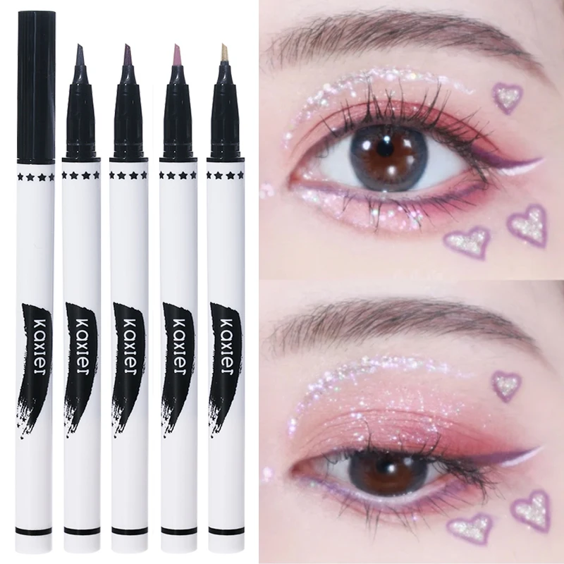 Waterproof Diamond Shiny Eye Liners Eyeshadow Silver Rose Gold Color Glitter Sequins Eyeliner Eye Shadow Makeup Beauty Cosmetics