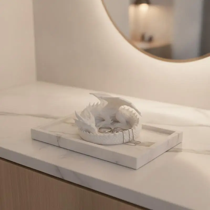 Gotisches Drachen-Wächter-Schmucktablett, 3D-gedruckte Figur eines gewickelten Drachen, Aufbewahrungsdekoration für Tischdekoration, Schlüsselanhänger und Schmuckstücke. – Detail 5