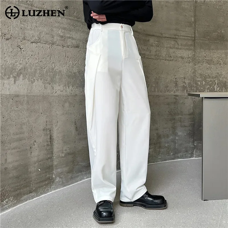 

LUZHEN Casual Solid Pants Color 2024 Straight Loose Trendy Pleat Design Men's Fashion Elegant Niche Design Male Trousers 7c62ed