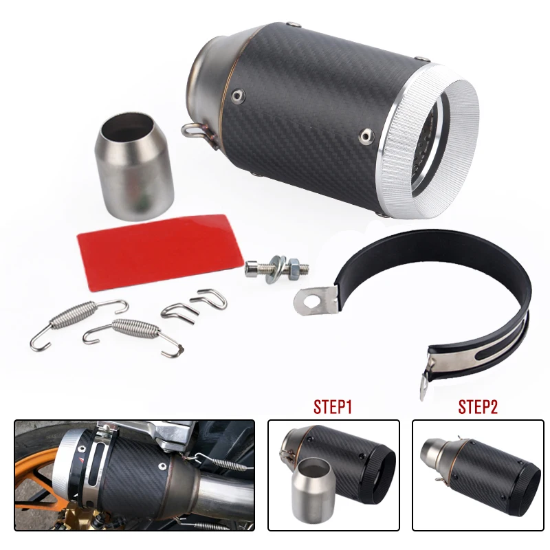 51MM Slip On Universal Motorcycle GP Exhaust CNC Carbon Fiber Escape Muffler For Kawasaki Z900 FZ6 RC390 S1000XR