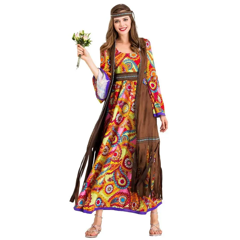 

Оригинальный костюм в стиле хиппи Tribe Godd Disco, Хэллоуин, 70-80, 80-е годы, ретро одежда для выступлений, женский этнический сценический наряд, традиционный...