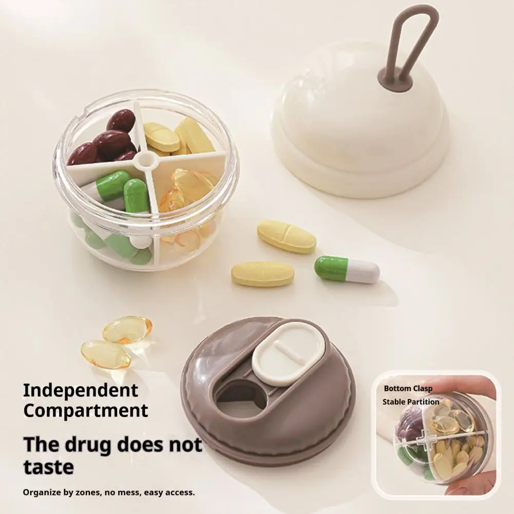 Pill Organizer Box Travel Pill Case with 4 Compartments Transparent Sealed Pill Container for Daily Supplements Fish Oil  약 목록