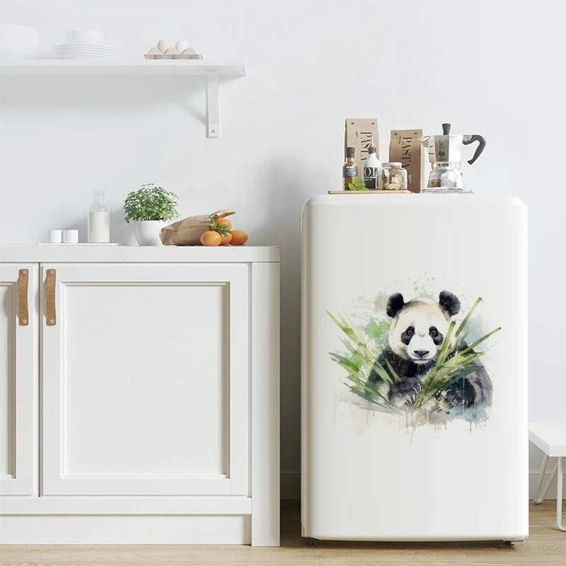 C76# Watercolor panda wall stickers children\'s room background home decoration mural living room wallpaper funny decals