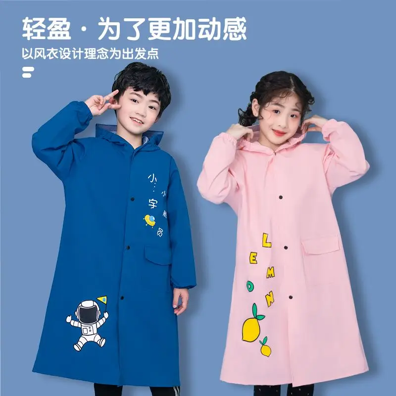 Children's raincoat rainproof and windproof cute cartoon thin primary school students middle school students school bags ponchos