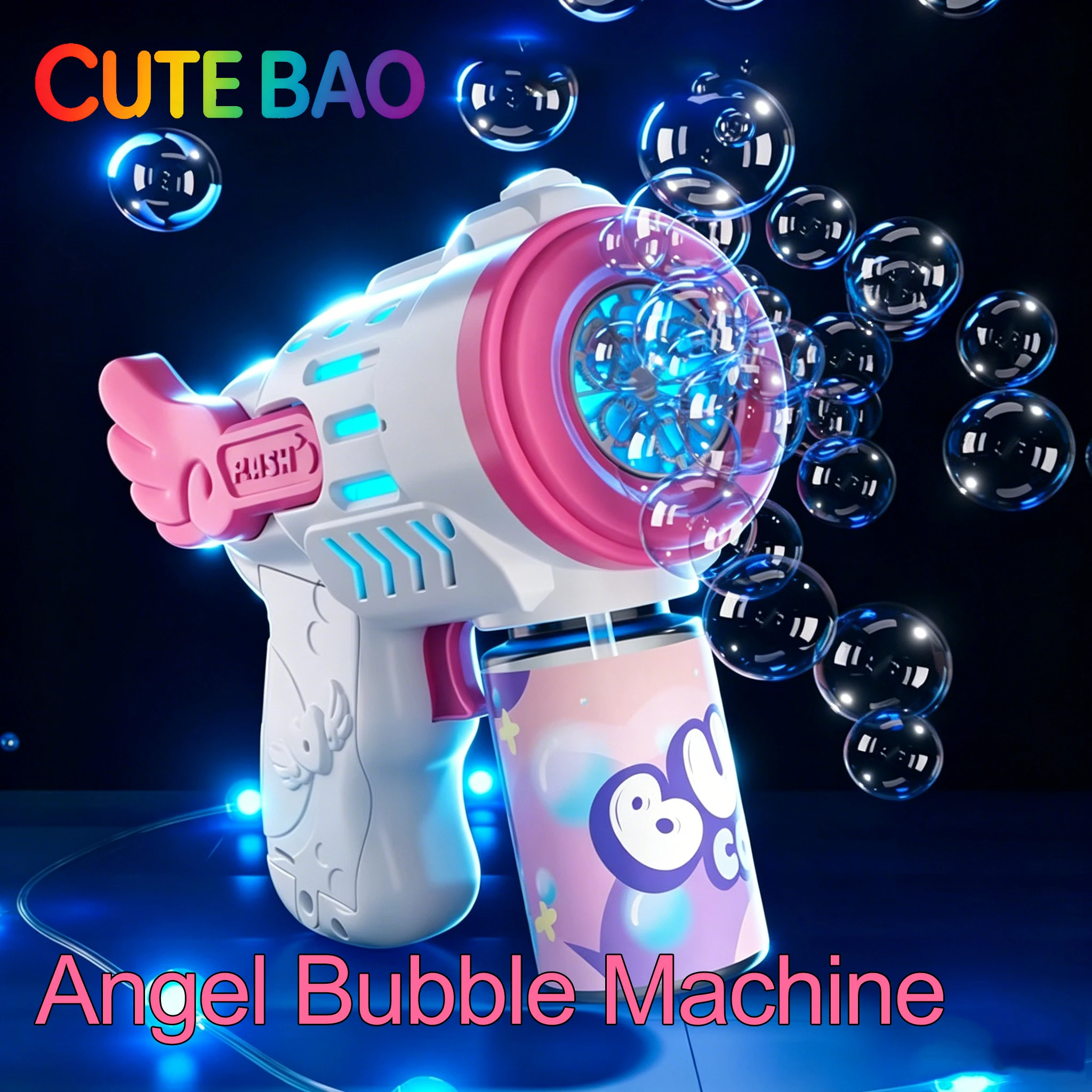 Engel Automatische Seifenblasenpistole Raketen-Seifenblasenmaschine Automatischer Blasenmacher mit Seifenblasenflüssigkeit Spielzeug für Kinder Strand Outdoor Seifenblasengeschenke