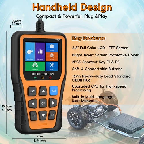 Imagen 2 del producto Herramienta de diagnóstico de escáner OBD2, lectores de códigos de motor de verificación de vehículos con lectura de reinicio y I/M, herramienta de escaneo de diagnóstico OBDII/EOBD para automóvil