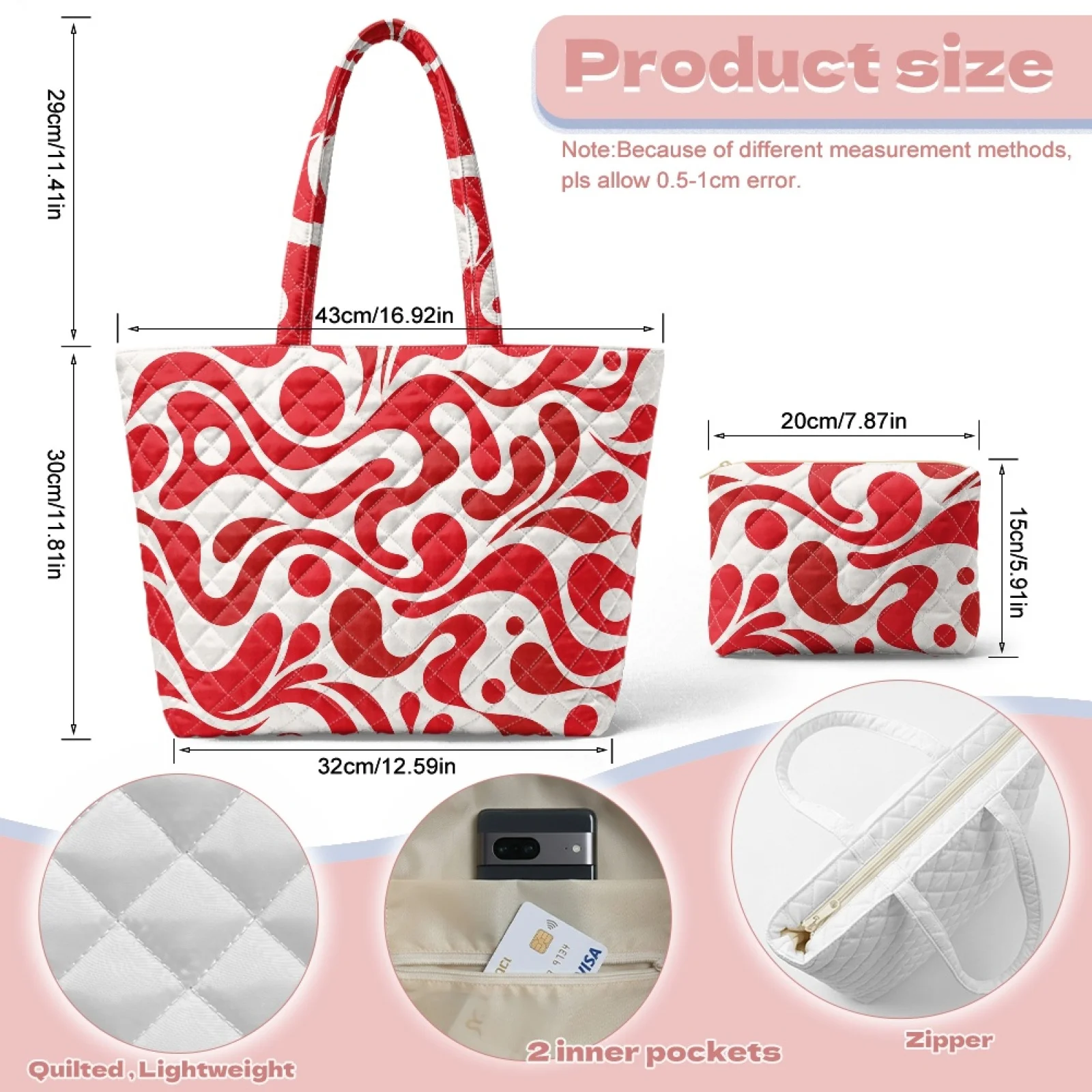 Coloranimal Vintage Floral Pattern Set of 2 Portable Quilted Shoulder Bags for Excursions New Trend